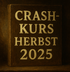Stilisiertes Schriftbild mit der Aufschrift „Crashkurs Herbst 2025“ – Hinweis auf den Theorie-Ferienkurs der Fahrschule Lind in Berlin.