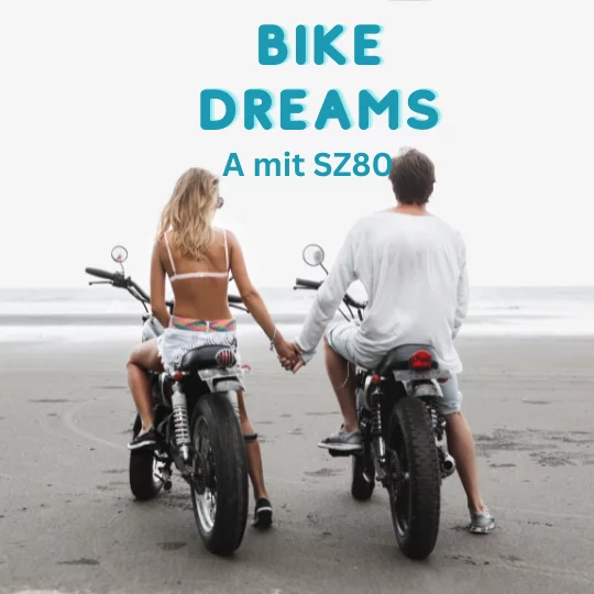 Motorradliebe am Meer: Hand in Hand, Blick auf die Wellen