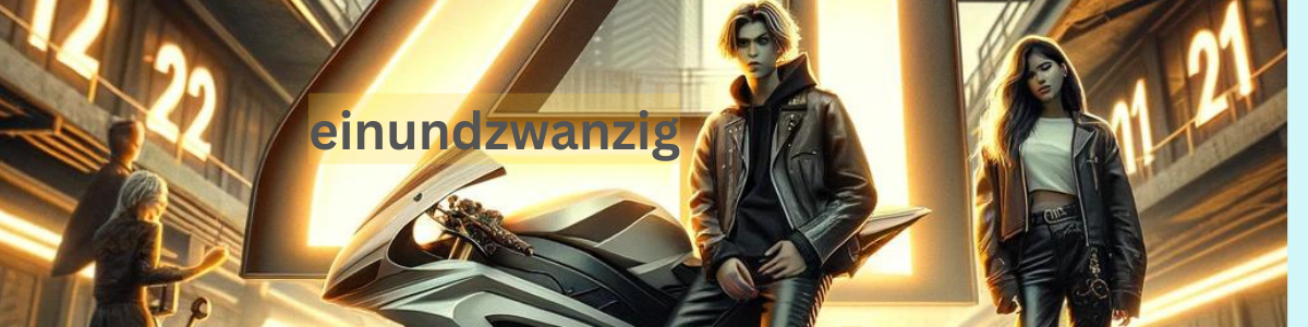 Digitale Illustration, die eine große, leuchtende '21' im Vordergrund zeigt, umgeben von einer städtischen Kulisse mit modernen Hochhäusern. Im Hintergrund steht ein stilvolles, weißes Motorrad, flankiert von zwei jungen Menschen in trendiger Freizeitkleidung. Die Person links trägt eine schwarze Lederjacke und Jeans, während die Person rechts eine weiße Jacke und schwarze Hose trägt. Sie wirken entspannt und selbstbewusst. Die Szenerie wird durch sanftes, warmes Licht betont, das eine einladende, energiegeladene Atmosphäre schafft."