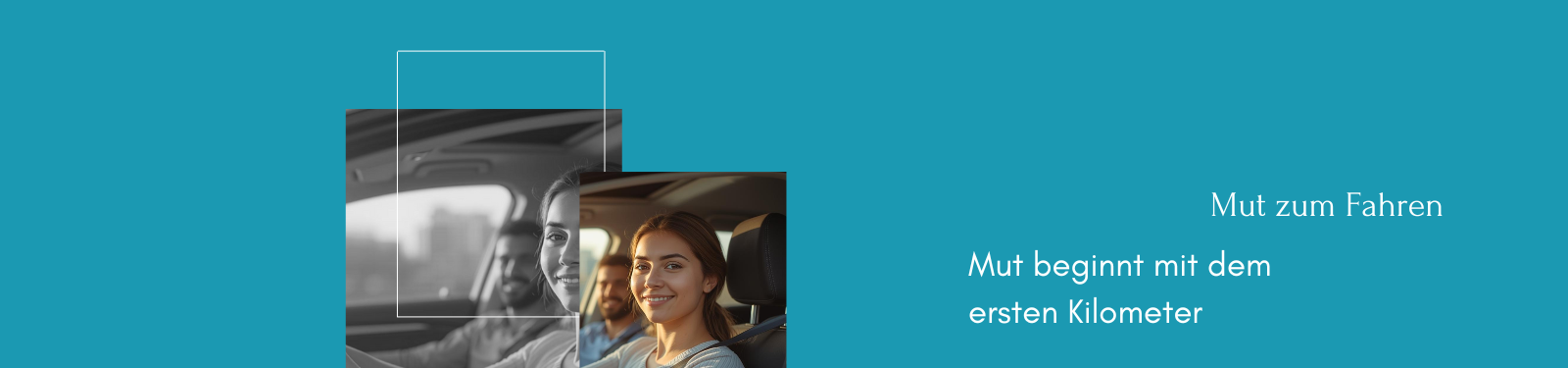 Junge Frau sitzt selbstbewusst am Steuer eines Autos, lächelt in warmem Sonnenlicht – vermittelt Mut und Sicherheit beim Autofahren, Fahrschule Lind Berlin.